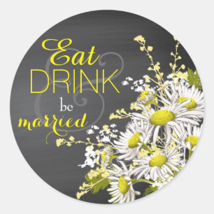 Chalkboard Daisy Rustic Mariage Étiquette cadeau