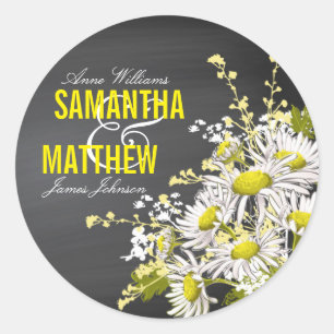 Chalkboard Daisy Rustic Mariage Étiquette cadeau