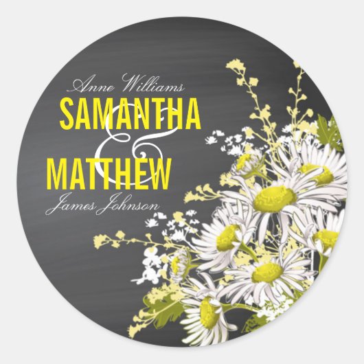 Chalkboard Daisy Rustic Mariage Étiquette cadeau (Devant)
