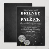 Chalkboard Dandelion Vintage Wedding Invitations Kaart (Voorkant / Achterkant)