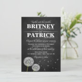 Chalkboard Dandelion Vintage Wedding Invitations Kaart (Staand voorkant)