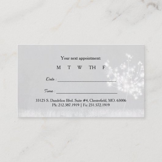 Chalkboard Dandelions Business Appointment Card Afsprakenkaartje (Achterkant)