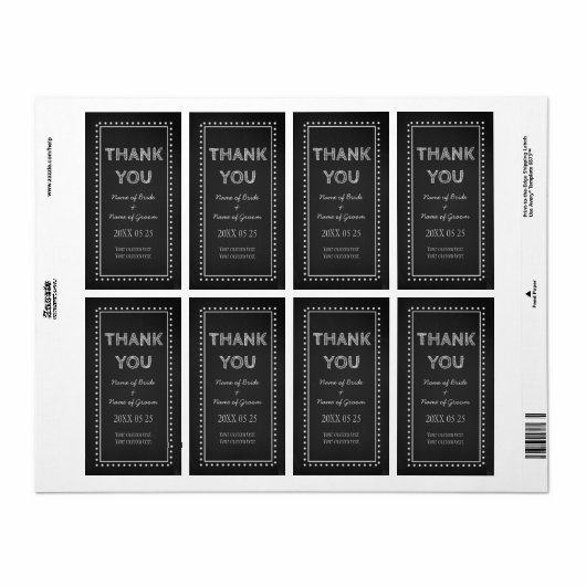 Chalkboard dank u huwelijksgunst labels (Full Sheet)