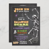 Chalkboard danserend Skeleton Halloween Party Invi Kaart (Voorkant / Achterkant)