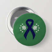 Chalkboard Dark Blue Ribbon Ronde Button 7,6 Cm (Voorkant /achterkant)