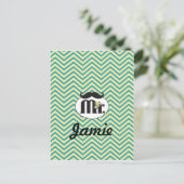 Chalkboard de heer Yellow en green Briefkaart (Staand voorkant)