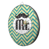 Chalkboard de heer Yellow en Green Zigzag Chevron Dartbord (Voorkant Rechts)
