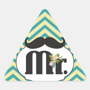 Chalkboard de heer Yellow en Green Zigzag Chevron Driehoek Sticker