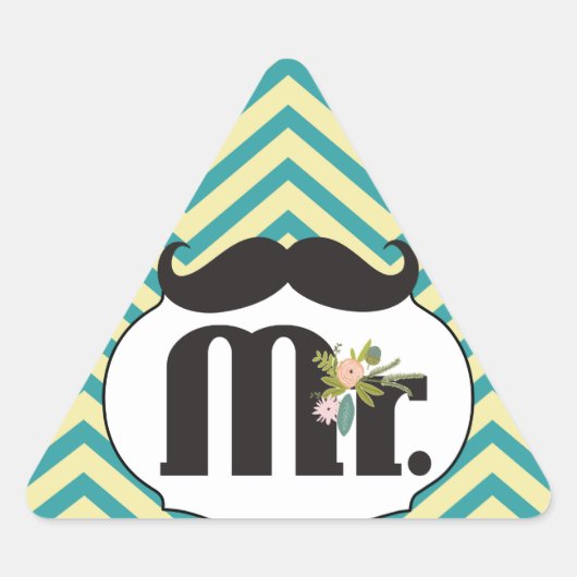 Chalkboard de heer Yellow en Green Zigzag Chevron Driehoek Sticker (Voorkant)