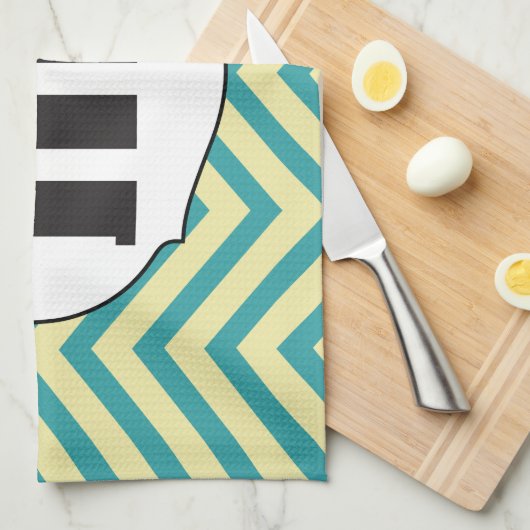 Chalkboard de heer Yellow en Green Zigzag Chevron Theedoek (Quarter Fold)