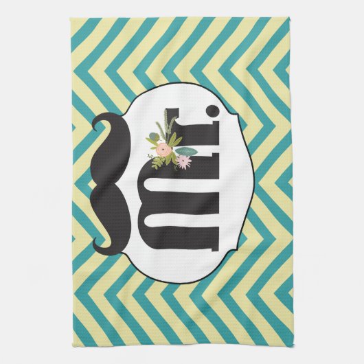 Chalkboard de heer Yellow en Green Zigzag Chevron Theedoek (Verticaal)