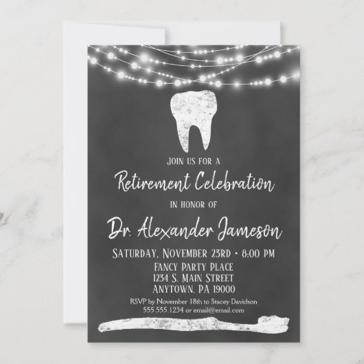Chalkboard Dentist Retraite Invitation Dentaire De (Devant)