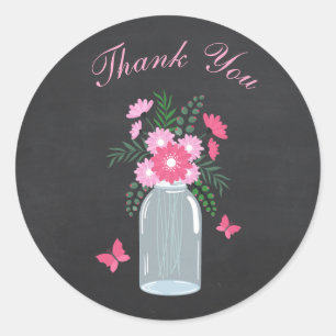 Chalkboard Design Floral Mason Jar Ronde Sticker