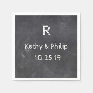 Chalkboard Design Rustic Wedding Monogram Namen Servet