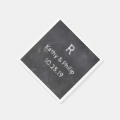 Chalkboard Design Rustic Wedding Monogram Namen Servet (Hoek)