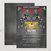 Chalkboard Dirt Vélo Photo Anniversaire Invitation (Devant / Derrière)