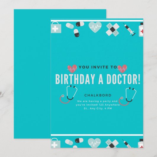 Chalkboard Doc... in Doctor Birthday Kaart (Voorkant / Achterkant)