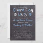 Chalkboard Dog Blue Boy Virtual Baby shower Kaart (Voorkant)