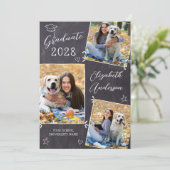 Chalkboard Doodle 3 Foto Uniek Afstuderen Aankondiging (Staand voorkant)