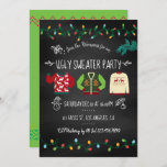 Chalkboard Douille moche Noël Fête Invitation<br><div class="desc">Customisez cette amusante chalkboard style rétro laide Sweater Christmas Party Invitation à vos spécifications d'événement.</div>