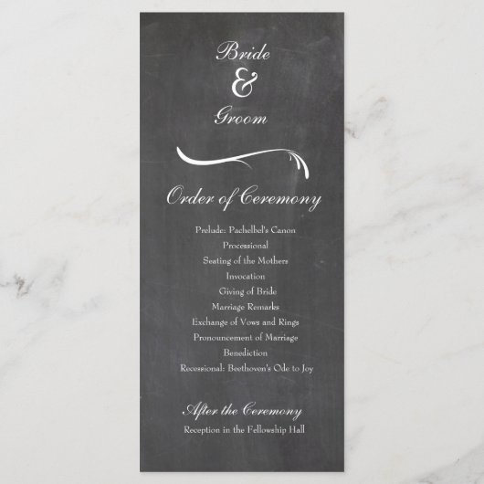  Chalkboard Dove Wedding Programma (Achterkant)