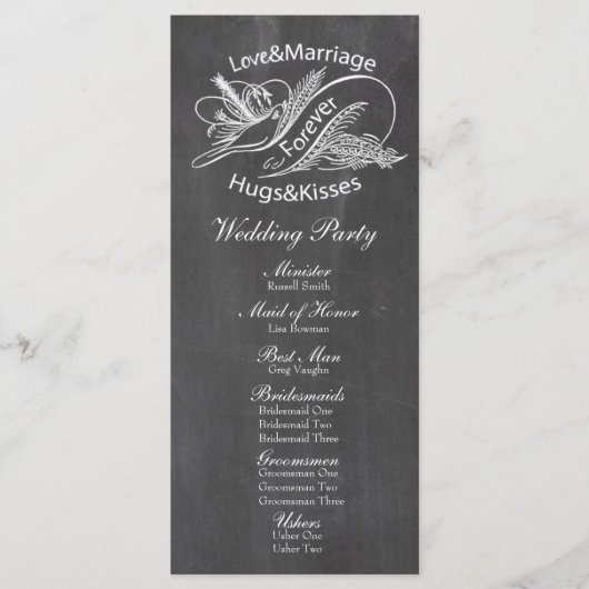  Chalkboard Dove Wedding Programma (Voorkant)