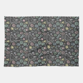 Chalkboard Easter Bunny Doodle Pattern Theedoek