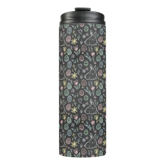 Chalkboard Easter Bunny Doodle Pattern Thermosbeker (Voorkant)
