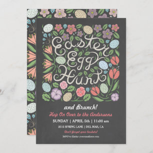Chalkboard Easter Egg Hunt en Brunch Kaart