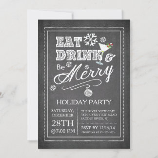 Chalkboard Eat Drink Be Joyeux Holiday Invitation