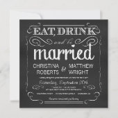 Chalkboard Eat Drink Be Married Invitations (Devant)
