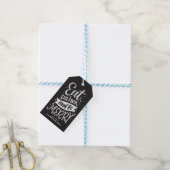 Chalkboard Eat Drink en be Merry Script Kerstmis Cadeaulabel (Met Touw)