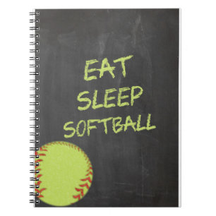 Chalkboard Eat Sleep Softball Notitieboek