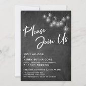 Chalkboard Edison Lights Doe mee aan de bruiloft Kaart (Voorkant)
