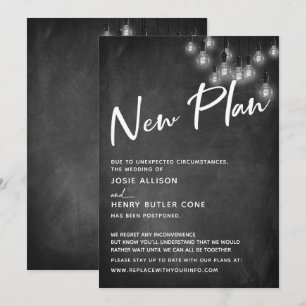 Chalkboard Edison Lights Nieuw Plan Vertraagd Trou Kaart