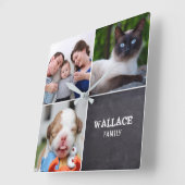 Chalkboard Editable Custom Collage Photos Vierkante Klok (Hoek)