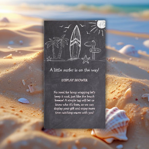 Chalkboard een beetje surfer Baby shower Informatiekaartje
