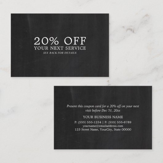 Chalkboard Effet - Bon de réduction (Devant / Derrière)