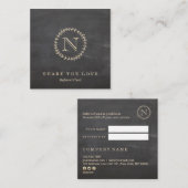 Chalkboard Elegant Monogram Square Reference Card Vierkante Visitekaartje (Voorkant / Achterkant)