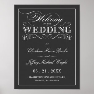  Chalkboard Elegant Wedding Welkomstteken Poster
