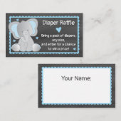 Chalkboard Elephant Baby Boy Shower Diaper Raffle Informatiekaartje (Voorkant / Achterkant)