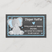 Chalkboard Elephant Baby Boy Shower Diaper Raffle Informatiekaartje (Voorkant)