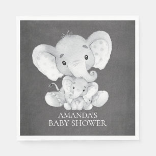 Chalkboard Elephant Boys Baby shower Paper Napkins Servetten