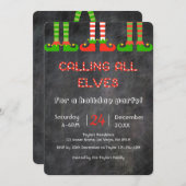 Chalkboard Elves - Uitnodiging voor kerstfeestdage (Voorkant / Achterkant)