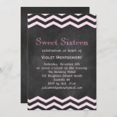 Chalkboard en Chevrons Sweet Sixteen-uitnodiging Kaart (Voorkant / Achterkant)