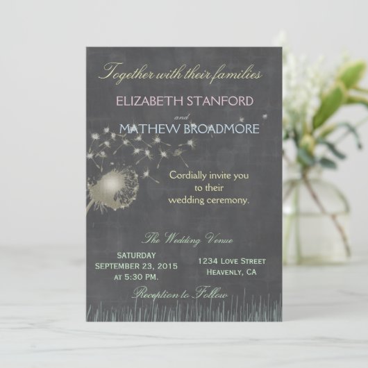  Chalkboard en Dandelion Kaart (Staand voorkant)