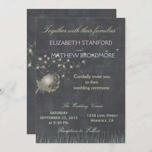 Chalkboard en Dandelion Kaart (Voorkant / Achterkant)