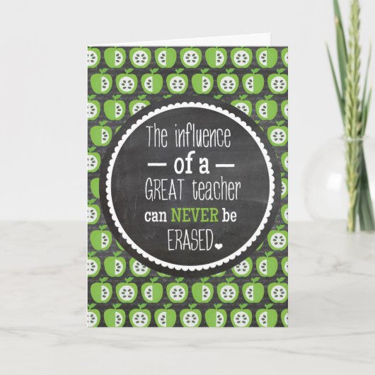 Chalkboard en Groene Appels Leraar Kaart (Voorkant)