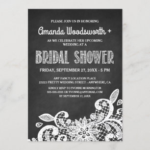 Chalkboard en Lace Bridal Shower Invitations Kaart