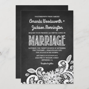 Chalkboard en Lace Rustic Wedding Invitations Kaart